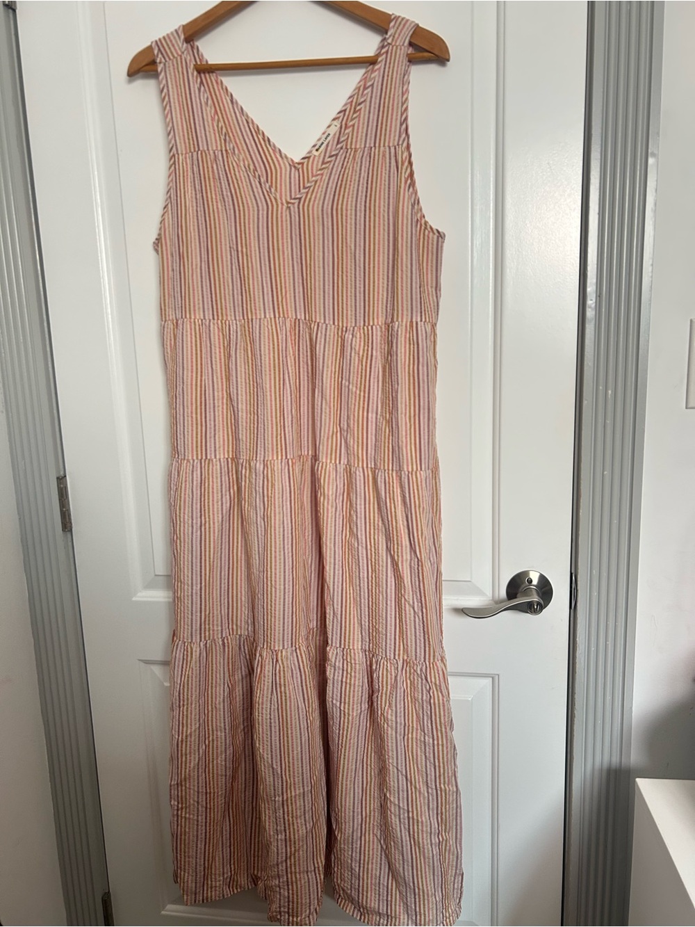 MARINE LAYER Corinne Stripe Sleeveless Maxi Dress Size L Coastal Chic Beach Boho - Picture 2 of 16